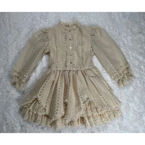 Martha's Miniatures Lace Dress Ruffle Tiered Long Sleeve Girls Dress size 6x - Picture 1 of 5