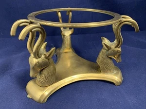 Vintage Solid Brass Antelope Sphere Cake Stand Base Candle Sterno Display - Picture 1 of 6