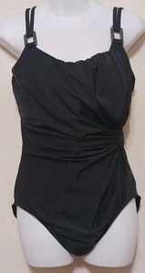 Vtg Miraclesuit Size 16 One-Piece Underwire Swimsuit Ruched side Sparkle Buckle - Picture 1 of 14