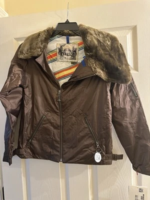 NWT B by Burton Roosevelt Brown Faux Fur Collar Bomber Jacket Women's Small - Image 1 of 4