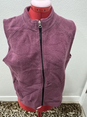 IBEX Womens Merino Wool Fleece Vest Purple Full Zip Embroidered Logo Size M - Image 1 of 4