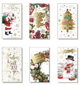 12 X Sobres de Dinero de Diseño Tradicional de Navidad Sellantes Cupón de Efectivo Regalo - Imagen 1 de 1