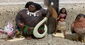 Disney Store Moana 4 Piece Deluxe Figurines Playset Cake Toppers Figures w/tools - Picture 1 of 5