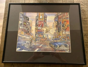 Broadway Times Square NYC Watercolor Fine Art Print - Framed/Matted - Picture 1 of 4