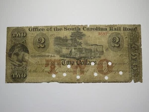 $2 1870's Charleston South Carolina SC Obsolete Currency Bank Note! Rail Road - Picture 1 of 2