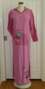 Maxi tasca Art-to-Wear USA 1999 vintage blu cactus rosa cotone maglia e lino S M MP - Foto 1 di 14