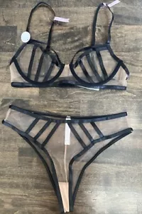 Set reggiseno e perizoma Just Sexy Lingerie taglia M trasparente nuovo con etichetta - Foto 1 di 6