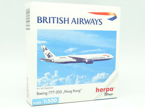 Herpa Aircraft Airlines 1/500 - Boeing 777 200 Hong Kong British Airways