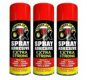 3 x 500ml SAAO Heavy Duty Spray Adhesive Glue for Carpet Tile Craft Fabric - Picture 1 of 1