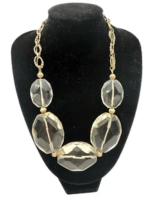Ann Taylor Vintage Halskette groß Klarglas Strass gelbgoldfarben 19" - Bild 1 von 4