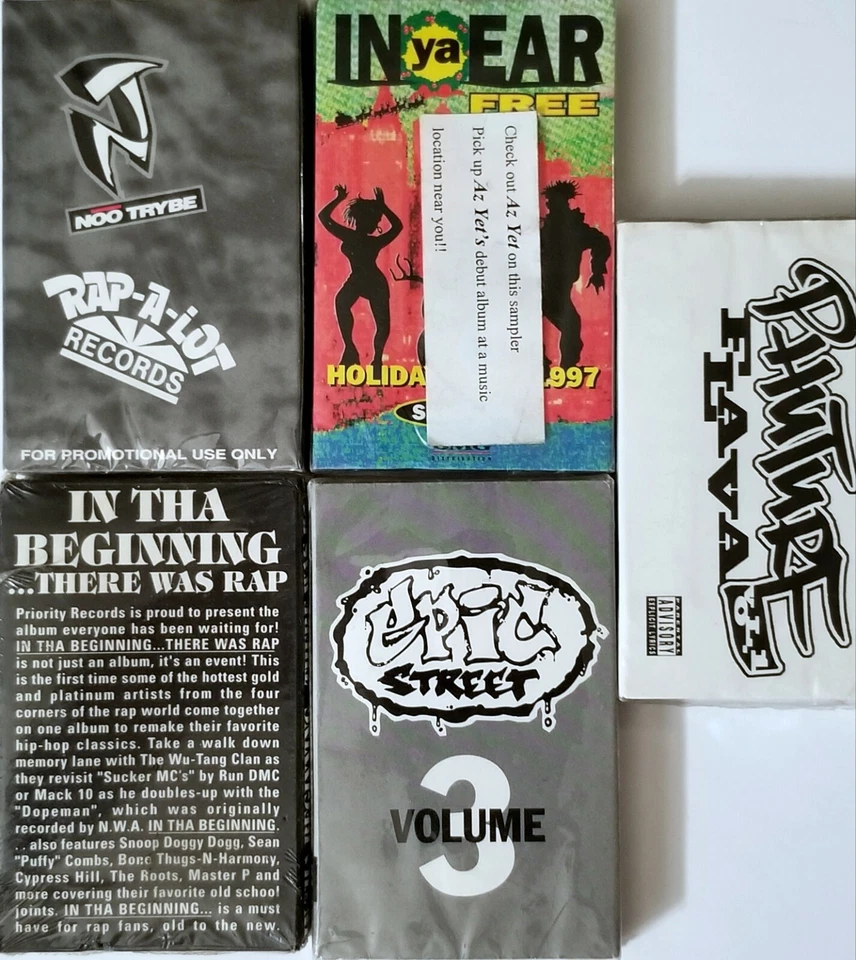 5 SEALED RAP TAPE CASSETTE SAMPLER WU TANG CLAN MC EIGHT SNOOP DOGG OUTKAST 12" - Image 1 of 4