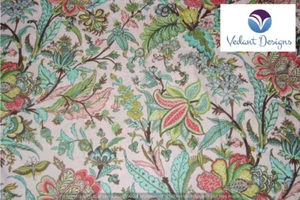 Hand Block Floral 100% Cotton Pink Fabric Running 5 Yard Indian - Picture 1 of 4