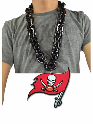 Nuevo NFL Tampa Bay Buccaneers NEGRO Fan Chain Collar Grande Espuma Foto 1 de 3