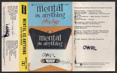 1981 MUSIC AUDIO CASSETTE TAPE - [ALBUM: CATS & DOGS] GROUP: MENTAL AS ANYTHING - Image 1 of 4