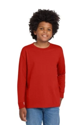 Gildan® - Youth Heavy Cotton™ 100% Cotton Long Sleeve T-Shirt 5400B - Image 1 of 3