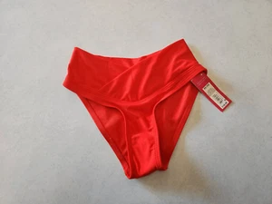 NWT Xhilaration size XS Red High Leg Crossover Scoop Waist Bikini Bottom - Picture 1 of 3