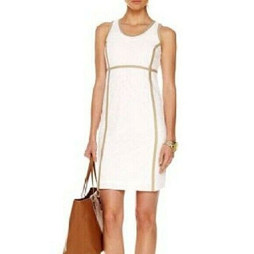 Abito tubino Michael Kors senza maniche in pizzo bianco taglia 10 vendita al dettaglio $150