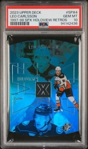 2023-24 Upper Deck #SPX-4 Leo Carlsson 1997-98 SPx Holoview Retros PSA 10 - Picture 1 of 2