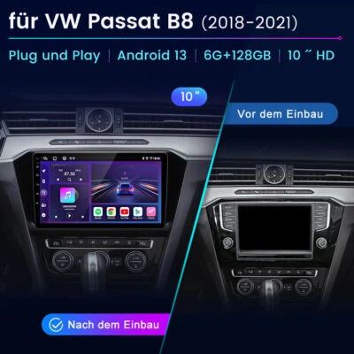 6+128GB Für VW Passat B8 2015-2021 Android 13 Autoradio Carplay Navi WIFI 8-Kern - Bild 1 von 4