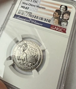 2022-S Nina Oter-Warren US 25c ~ NGC MS67 Pristine Coin ~ American Women Series - Picture 1 of 6