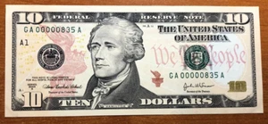 2004A $10 BEP Choice Uncirculated Low Serial Number GA 00000835A Boston - Picture 1 of 4