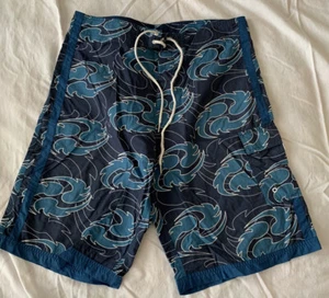 Vintage 90’s NIKE Gray Tag Swim Trunks Floral Navy Board Shorts Size M - Picture 1 of 7
