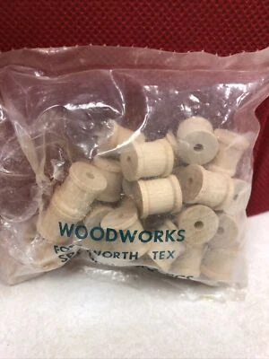 Woodworks 27 Pack 1/2" x 1/2" Inch Wood Spools - Unfinished - Thread Wire Sewing - Image 1 of 3