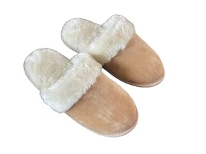 Charter Club 5 - 6 Small Faux Fur Lined Slipon Slippers Tan New In Outdoor #SL1U - Picture 1 of 5