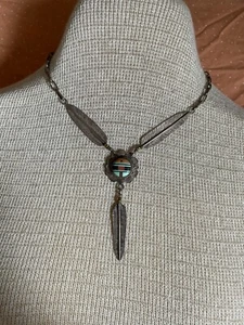 COLLAR CON INCRUSTACIONES DE PLATA ESTERLINA ZUNI? NAVAJO? - Imagen 1 de 4