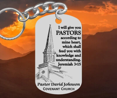 Maravilloso Regalo para Pastor, Personalizado con NOMBRE e Iglesia. Versículo de la Biblia, Jer 3 Foto 1 de 2