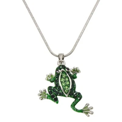 Collar Rana Piedra Pavimentada Animal Estanque Coqui Lili Flor PLATA Verde 0050 Foto 1 de 2