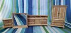 Dollhouse Miniatures 1:12 Wood Bedroom Set Armoire, Dresser, Mirror, Night Stand