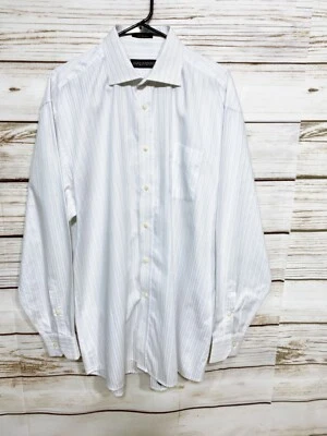 Hathaway Platinum Mens Shirt Size XL White & Blue Striped Button Up 100% Cotton - Image 1 of 4