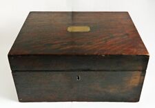 Quality Antique Figured Oak Desk Top Jewellery / Keepsake / Document Box