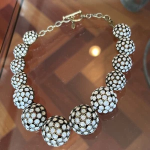 "Collar Chico's raro tono latón vidrio y diamantes de imitación opalescentes palanca de eslabones 16""" - Imagen 1 de 10