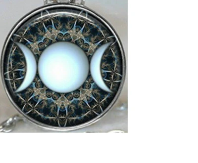 TRIPLE MOON GODDESS  WICCA PAGAN Platinum Silver Plated CUFF Bracelet Women Men - Image 1 of 4