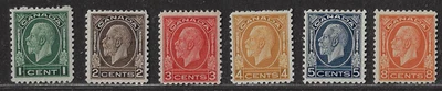 Canada — Lot of 6 — 1932, King George V "MEDALLION" Issue #195-200 MH Ref. 1991 - Image 1 of 2