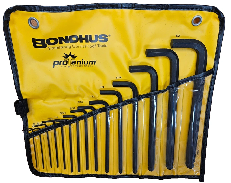 10935 Bondhus 15 pc .050" - 1/2" Long-Arm Hex Key Ball End L Wrench Set - Image 1 of 4