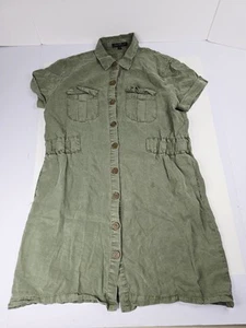 Velvet Heart Shirt Dress Womens Small Button Front Short Sleeve Utility Tencel - Picture 1 of 12