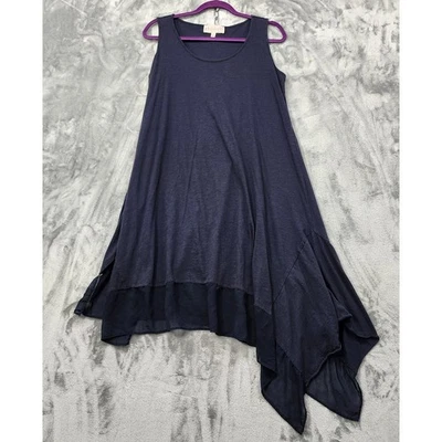 Vestido Philosophy para mujer L azul sin mangas sin mangas algodón gasa dobladillo asimétrico Foto 1 de 4