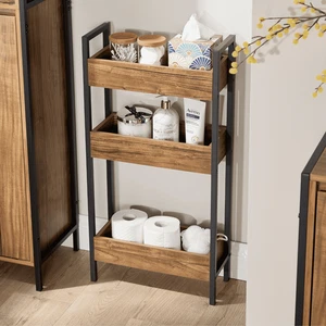 Locastra Side Shelf Organizer 3 Tier Functional Design Metal Frame Bathroom - Picture 1 of 7