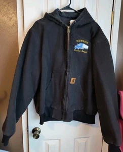 Vintage 90s Men's Black Hooded Carhartt Jacket  J06ONX Size 2XL Regular RARE - Picture 1 of 10