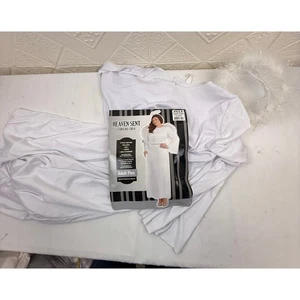 Halloween Kostüm Frau 18-20 Erwachsene plus Engel Himmel geschickt Kleid Heiligenschein  - Bild 1 von 3