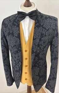 Mens Devil’s Advocate Tuxedo Brocade Pattern DJ Evening Smoking Men’s 38R - Picture 1 of 12