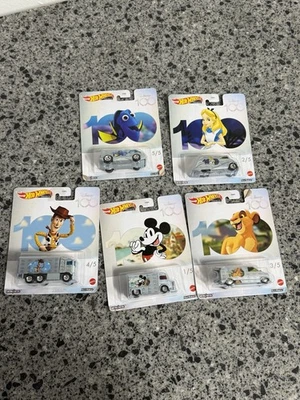 Hot Wheels Premium Disney 100th Anniversary Complete Set Of 5 Real Riders 2022 - Image 1 of 4