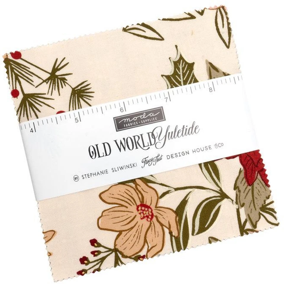 Old World Yuletide Moda Charm Pack 42 100% Cotton 5" Precut Fabric Squares - Image 1 of 4