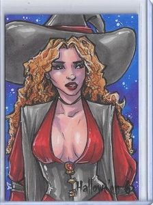 Perna Studios Hallowe'en 6 Skizzenkarten von Lynn Anderson Witch - Bild 1 von 2