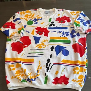 Forenza Sportswear Vintage Crewneck Sweatshirt Abstract Floral Print Mens Small - Picture 1 of 8