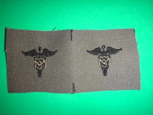Pair of US Army MEDICAL SERVICE Corps Subdued Collar Devices Patches - Picture 1 of 3