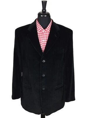 Linea Uomo Sport Coat Men’s Black Velvet Cotton Three-Button Blazer Jacket 44R - Image 1 of 4
